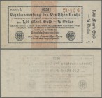 Deutschland - Deutsches Reich bis 1945: Zwischenschein der Schatzanweisungen des Deutschen Reichs zu 1,05 Mark Gold = 1/4 Dollar 1923, Ro.143d, Fz. AY...