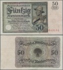 Deutschland - Deutsches Reich bis 1945: 50 Rentenmark 1925, Ro.162, sehr saubere farbfrische Gebrauchserhaltung mit waagerechten und senkrechten Knick...