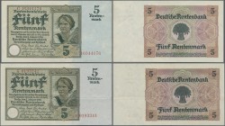 Deutschland - Deutsches Reich bis 1945: 5 Rentenmark 1926 KN 7-stellig´und Serie S Ro.164a (VF) und 5 Rentenmark 1926 KN 8-stellig Serie C (aUNC). (2 ...