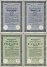 Deutschland - Deutsches Reich bis 1945: Lot mit 4 Bedarfsscheinen für Ehestandsdarlehen über 2x 20 und 2x 100 Reichsmark 1933 mit Stempeln verschieden...