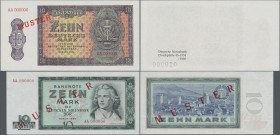 Deutschland - DDR: 10 Mark 1964 Serien Nr. AA 000000 mit rotem Überdruck ”MUSTER”, Ro.355M1, dazu noch 10 Mark 1954, Ro.348, nach 1990 für Sammlerzwec...