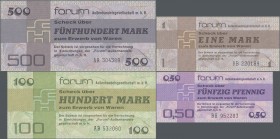 Deutschland - DDR: Satz der FORUM-Außenhandelsgesellschaft m.b.H. von 50 Pfennig bis 500 Mark 1979, Ro.367-371. 372, 373 in kassenfrischer Erhaltung: ...