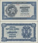 Deutschland - Nebengebiete Deutsches Reich: Serbien, Deutsche Besatzung, 20 Dinar 1942, Ro.606 in kassenfrischer Erhaltung: UNC. Sehr selten! ÷ Serbia...