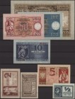 Deutschland - Nebengebiete Deutsches Reich: Laibach, Deutsche Besatzungsausgaben: Sehr seltenes Set mit 8 Banknoten der Sparkasse Laibach 1944 (Saving...