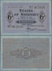 Deutschland - Nebengebiete Deutsches Reich: Guernsey, Deutsche Besatzungsausgabe: 6 Pence 1.1.1942 blaues Papier, Ro.643. Leichte Stauchungen im Papie...