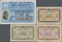 Deutschland - Nebengebiete Deutsches Reich: Besetztes Rheinland: Régie des Chemins de Fer des Territoires Occupés (RCFTO) 0,05, 0,25, 0,50, 1 und 10 F...