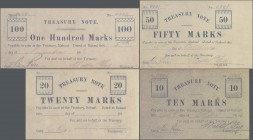 Deutschland - Kolonien: German New Guinea original Replica set with 5, 10, 20, 50 and 100 Marks 1914 (P.1-5 for type) in UNC condition. (5 pcs.)
 [pl...