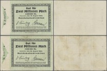 Deutschland - Reichsbahn: Cassel, RBD, 2x 2 Millionen Mark vom 10.8.1923, MGG 004.7a (III- mit Einrissen),004.7b (I/I-). (2 Stück)
 [taxed under marg...