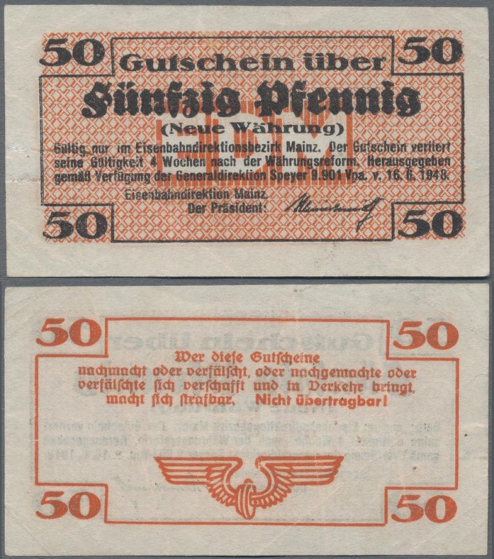 Deutschland - Reichsbahn: Mainz, Eisenbahndirektion, 50 Pfennig (Neue Währung) 1...