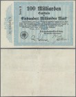 Deutschland - Reichsbahn: RBD Oppeln, Oberschlesische Eisenbahnen 100 Milliarden Mark 1923, Serie B, KN links 4,5 mm, Müller-Geiger-Grabowski 019.11c,...