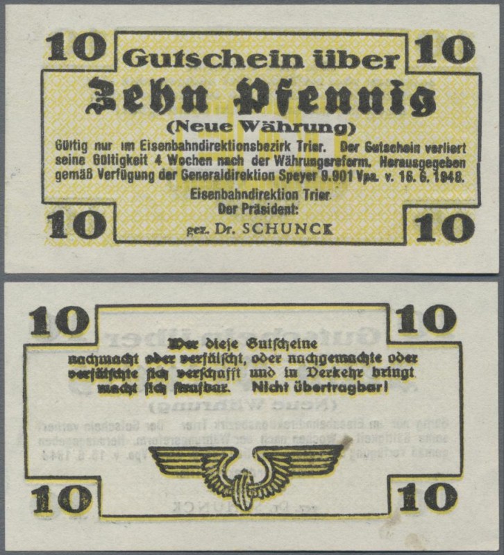 Deutschland - Reichsbahn: Trier, Eisenbahndirektion, 10 Pfennig (Neue Währung) 1...