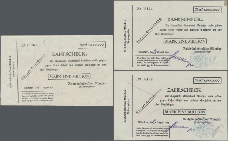 Deutschland - Reichsbahn: München, RBD - Rechnungsbüro, Lot mit 3 Zahlschecks zu...