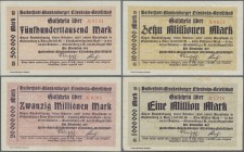 Deutschland - Reichsbahn: Halberstadt am Harz, Halberstadt-Blankenburger Eisenbahn-Gesellschaft, Lot mit 7 Banknoten 500.000, 1, 2, 3, 5, 10 und 20 Mi...