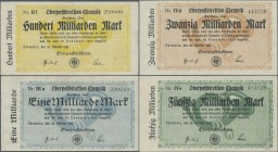 Deutschland - Reichsbahn: OPD Chemnitz, Lot mit 16 Scheinen zu 3x 1 Milliarde (Ia, IIa, IIIa), 3x 5 Milliarden (Ib, IIb, IIIb), 3x 10 Milliarden (IIc,...