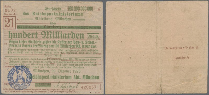 Deutschland - Reichsbahn: München, Reichspostministerium, überdrucktes Formular ...