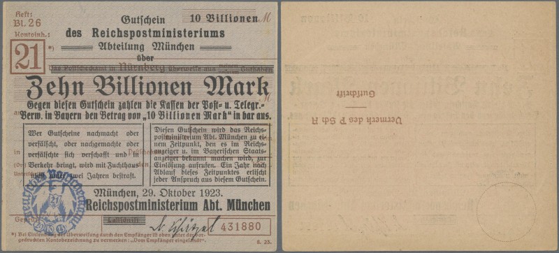 Deutschland - Reichsbahn: München, Reichspostministerium, überdrucktes Formular ...