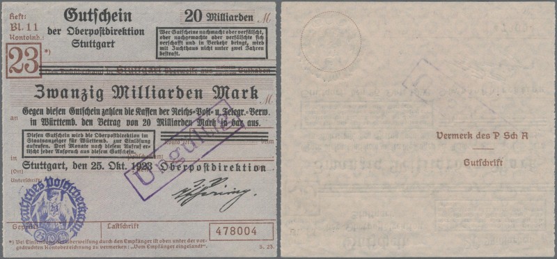 Deutschland - Reichsbahn: Stuttgart, Oberpostdirektion, 20 Milliarden Mark, 25.1...