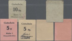 Deutschland - Reichsbahn: München, Oberpostdirektion – Küche I, drei Gutscheine 2x 5 Pfennig und 10 Pfennig 1947/48, MGG 615.1 – 615.3, Erhaltung: I b...