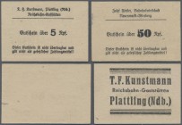 Deutschland - Reichsbahn: Gutschein der Reichsbahngaststätte Kunstmann – Plattling über 5 Pfennig und der Bahnhofswirtschaft Förster – Neuenmarkt-Wirs...