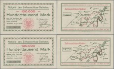 Deutschland - Notgeld - Baden: Jestetten, Gemeinde, 100 Tsd. Mark, August 1923, 8 Scheine mit KN * rot, Erh. I
 [taxed under margin system]