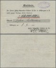 Deutschland - Notgeld - Bayern: Offingen, Felix Schoeller Söhne & Cie., 10 Mio. Mark, 8.9.1923, Wert und Datum handschriftlich, Erh. II-III, Ort und A...
