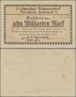 Deutschland - Notgeld - Niedersachsen: Braunschweig, J.A. Schmalbach, Blechwarenfabrik, 10 Mrd. Mark, 26.10. 1923, Erh. II-III, von großer Seltenheit...