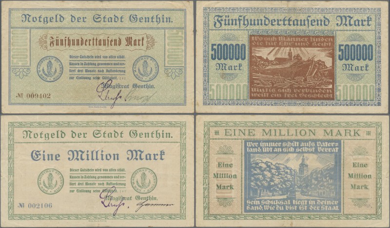 Deutschland - Notgeld - Sachsen-Anhalt: Genthin, Stadt, 500 Tsd., 1, 2, Mio Mark...