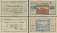 Deutschland - Notgeld - Sachsen-Anhalt: Genthin, Stadt, 500 Tsd., 1, 2, Mio Mark (je 2 x, mit Varianten) sowie 5 Mio Mark (ohne Serie, Serien A und B,...