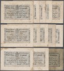 Deutschland - Altdeutsche Staaten: Haupt Verwaltung der Staats Schulden, Berlin Lot mit 14 Banknoten zu 5 Thaler Courant 1824, PiRi A209, alle in gebr...