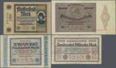 Deutschland - Deutsches Reich bis 1945: Großer Posten mit 544 Banknoten Deutsches Reich von ca. 1904 bis 1923 mit vielen Dubletten, dabei u.a. 5000 Ma...