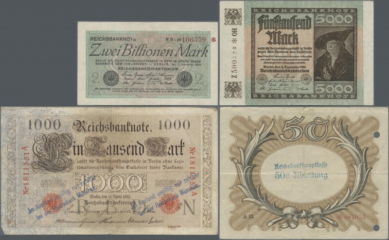 Deutschland - Deutsches Reich bis 1945: Lot mit 18 Banknoten, dabei u.a. 50 Mark...