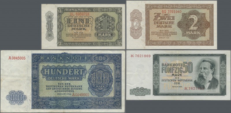 Deutschland - DDR: Kleines Lot mit 53 Banknoten von 1948 bis 1975, dabei u.a. 20...