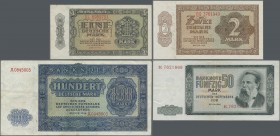 Deutschland - DDR: Kleines Lot mit 53 Banknoten von 1948 bis 1975, dabei u.a. 20 Mark 1948 Kupon-Ausgabe Ro.336 (VF), 1 Mark 1948 Ro.340e (XF), 2 Mark...