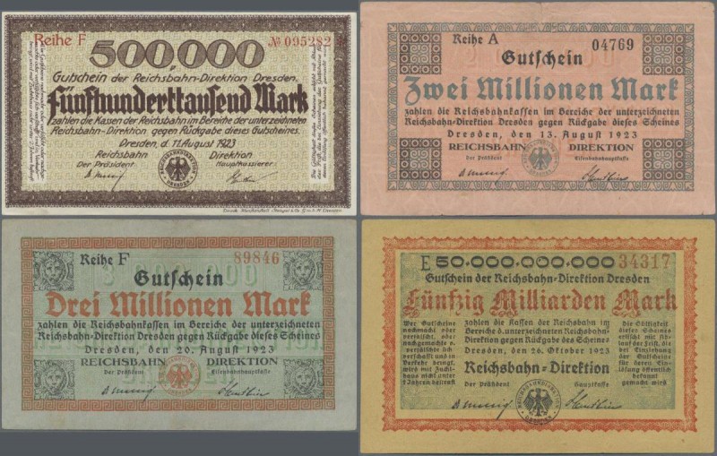 Deutschland - Reichsbahn: RBD Dresden, Lot mit 28 Scheinen, dabei 5x 500.000 Mar...