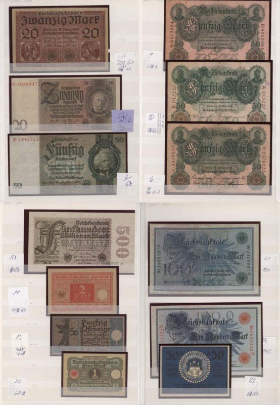 Deutschland - Deutsches Reich bis 1945: Händlerposten Weltbanknoten: auf drei Ka...