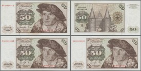 Deutschland - Bank Deutscher Länder + Bundesrepublik Deutschland: Lot mit 18 fortlaufend nummerierten Banknoten 50 DM 1977, Ro.277a von KG0092821K bis...