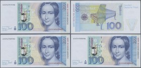 Deutschland - Bank Deutscher Länder + Bundesrepublik Deutschland: Lot mit 8 fortlaufend nummerierten Banknoten 100 DM 1996, Ro.310a von GS2549003N9 bi...