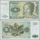 Deutschland - Bank Deutscher Länder + Bundesrepublik Deutschland: Bündel mit 100 Banknoten zu 5 DM 1980, fortlaufend nummerriert von B5962601T bis B59...