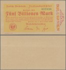 Deutschland - Reichsbahn: Erfurt, RBD, 5 Billionen Mark vom 3.11.1923, MGG 007.12 in kassenfrischer Erhaltung: I. Sehr selten!
 [taxed under margin s...