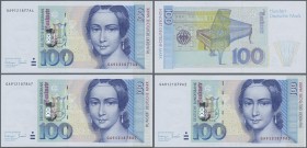 Deutschland - Bank Deutscher Länder + Bundesrepublik Deutschland: Lot mit 5 fortlaufendnummerierten Banknoten 100 DM 1996, Ro.310a von GA9121877A4 bis...