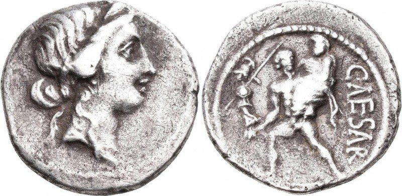 Gaius Iulius Caesar (49/48 v.Chr.): Denar, Kleinasiatische Münzstätte. Venuskopf...