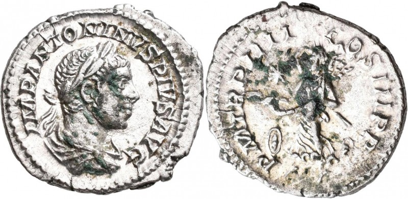 Elagabal (218 - 222): Denar, Rom, 221. Lorbeerbekrönte drapierte Büste des Kaise...