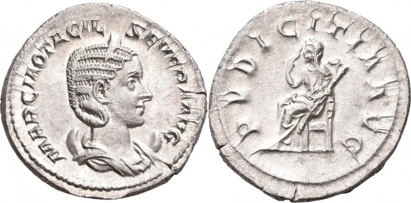 Otacilia Severa (+ 249 n.Chr.): Antoninian, Rom, 245. Drapierte Büste mit Diadem...