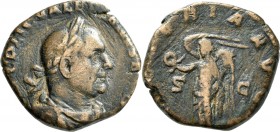 Valerianus I. (253 - 260): Æ Sesterz, 11,49 g. Büste nach rechts, Umschrift nicht komplett lesbar / Victoria nach links stehend. Kampmann 88.74, sehr ...