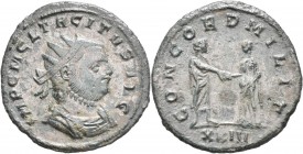 Tacitus (275 - 276): Antoninian. Büste nach rechts, IMP C M CL TACITVS AVG / Handschlag mit Concordia, CONCORD MILIT, XXIII. Cohen 21, RIC 129f. 2,53 ...