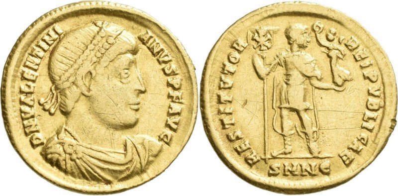 Valentinianus I. (364 - 375): Solidus, Nicomedia, AD 364. Drapierte Büste mit Pe...
