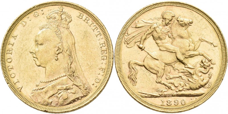 Australien: Victoria 1837-1901: Sovereign 1890 M, Melbourne, KM# 10, Friedberg 2...