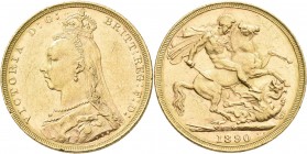 Australien: Victoria 1837-1901: Sovereign 1890 M, Melbourne, KM# 10, Friedberg 20. 7,95 g, 917/1000 Gold. Kratzer und Randfehler, sehr schön.
 [zzgl....