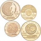 Mexiko: Set 4 Goldmünzen Fußball-WM Mexiko 1986. Dabei: 250 Pesos 1985 (KM# 506.2), 500 Pesos 1985 (KM#507.2), 250 Pesos 1986 (KM# 500.2) und 500 Peso...