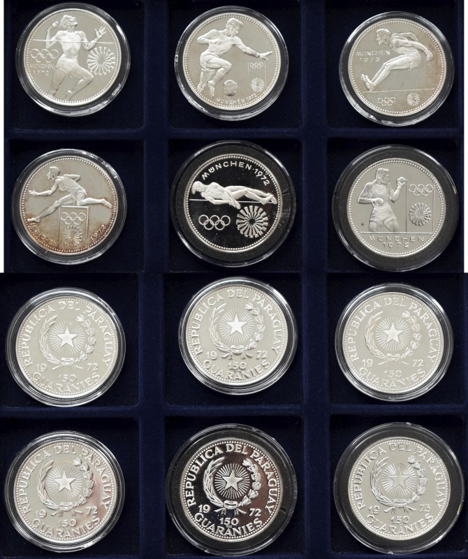 Paraguay: Lot 6 Münzen zu je 150 Guaranies 1972/1973 anlässlich der Olympischen ...